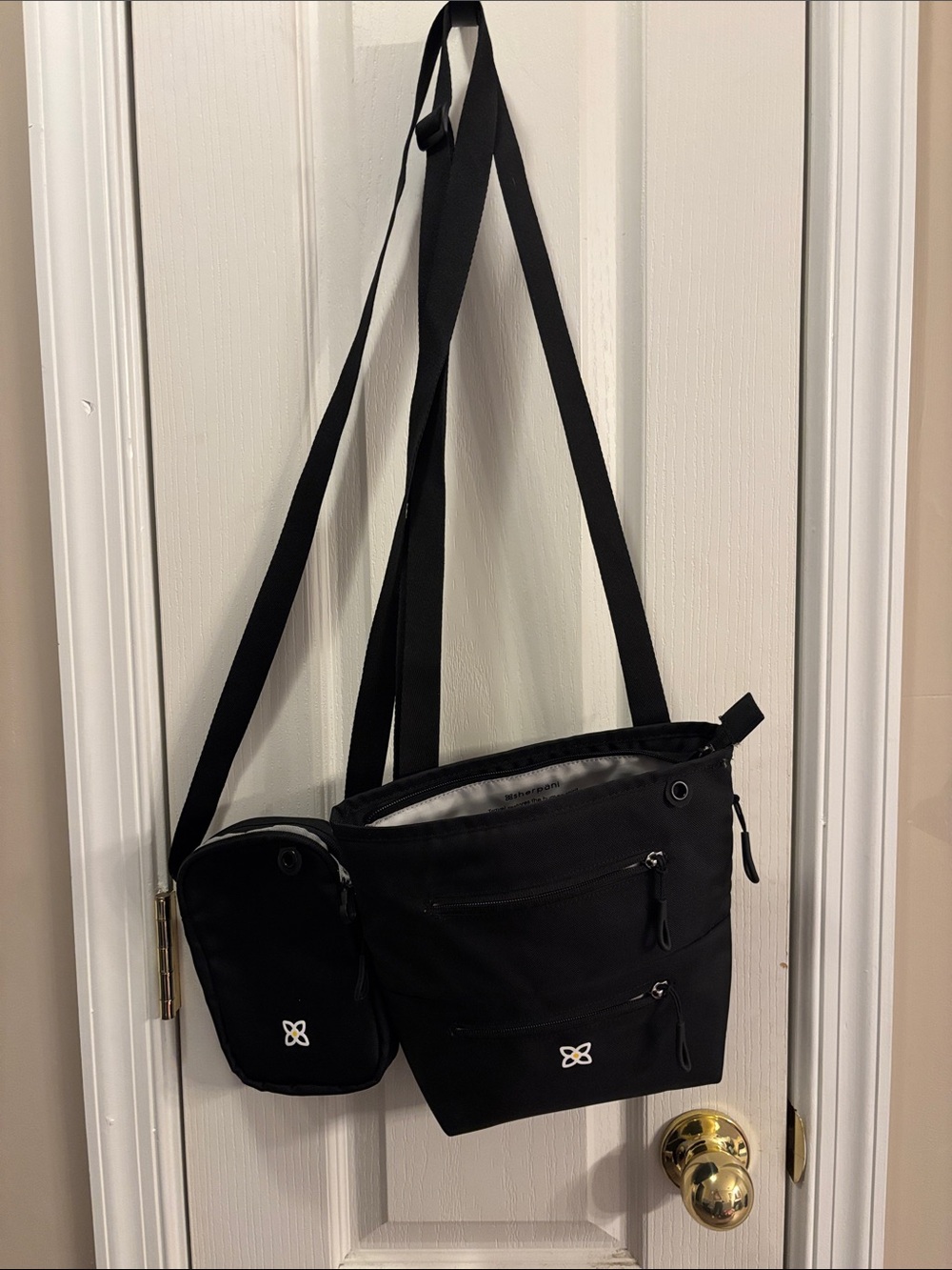 Sherpani Black Nylon Crossbody Bag with Removable Pouch